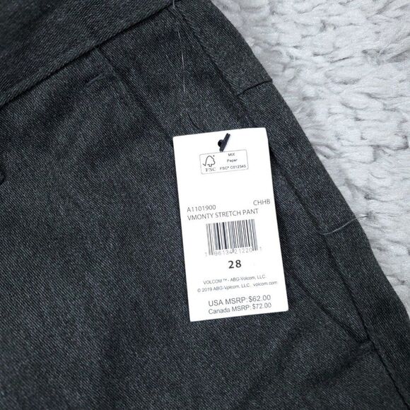 Volcom Vmonty Stretch Chino Pants Men's Straight Leg Dark Gray Size 28 - Picture 4 of 10